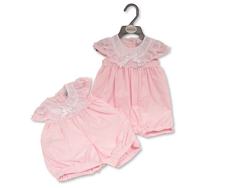 Baby Girls Romper with Lace and Bow (PK6) (NB-6M) BIS-2120-6160