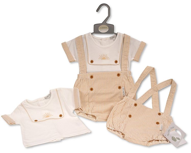 Baby Boys Striped Romper Set with Suspenders - Sunrise (0-6 Months) (PK6) Bis-2120-6194