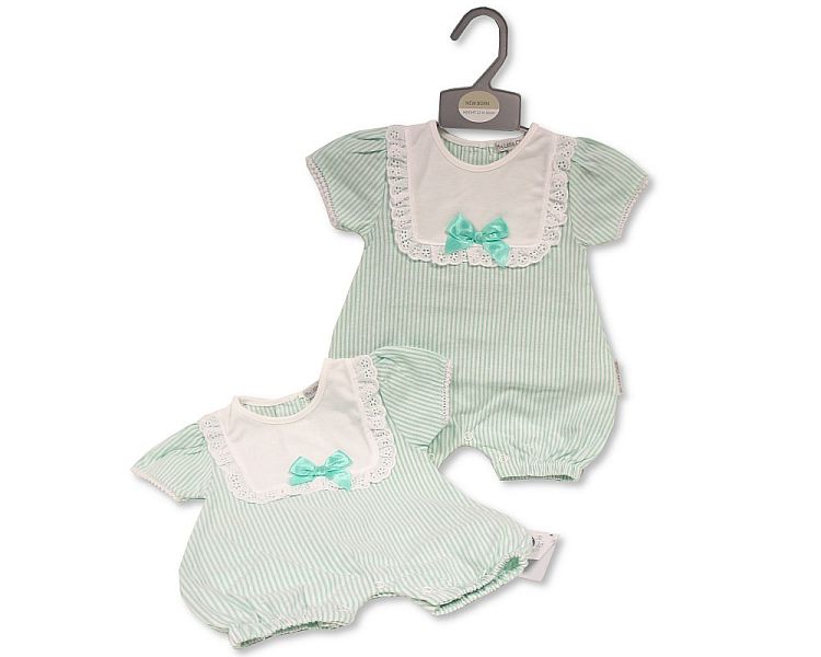 Baby Girls Romper with Lace and Bow (NB-6 Months) (PK6) Bis-2120-6206