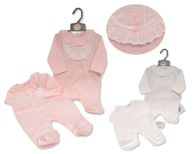 Baby All in One with Lace and Bow (NB-6 Months) (PK6) Bis-2120-6212