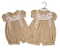 Baby Girls Linen Romper with Lace and Embroidery (NB-6m) (PK6) BIS-2120-6252