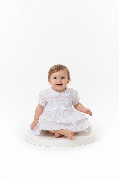 Tiered Baby Dress with Smocking and Bow (NB-6m) (PK6) BIS-2120-6266