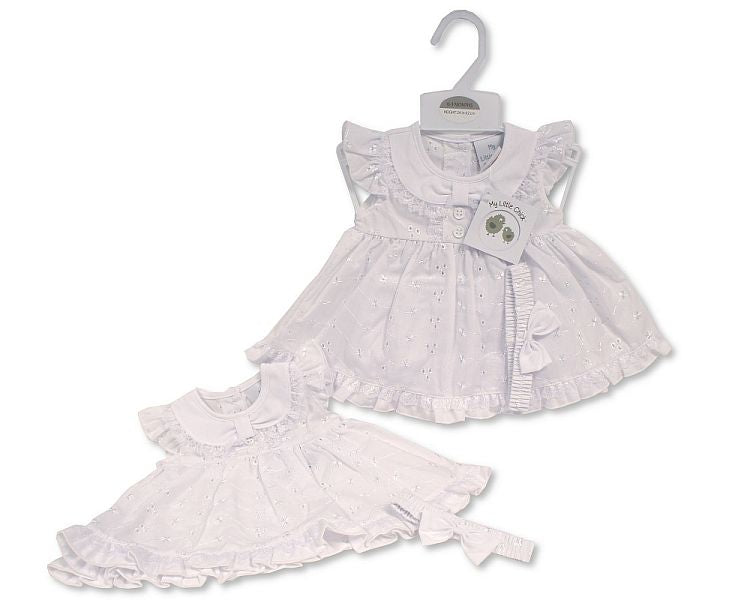 Baby Dress with Embroidery and Lace (NB-6m) (PK6) BIS-2120-6267