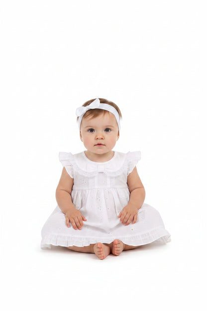 Baby Dress with Embroidery and Lace (NB-6m) (PK6) BIS-2120-6267