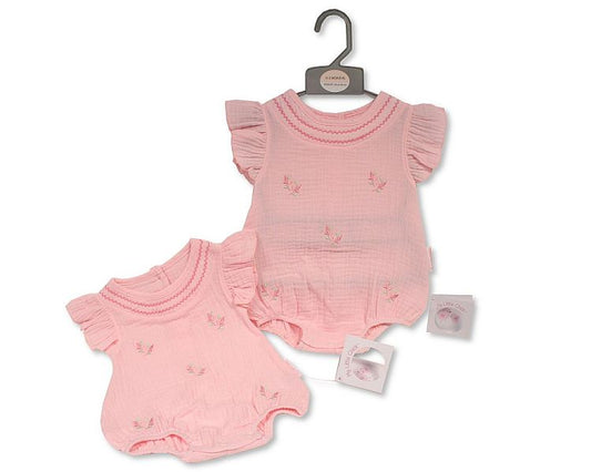 Baby Girls Romper with Embroidery - Flowers (NB-6m) (PK6) BIS-2120-6290