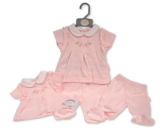 Baby Girls 2 pcs Set with Embroidery - Flowers (NB-6m) (PK6) BIS-2120-6300