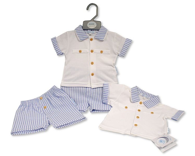 Baby Boys 2 pcs Striped Shorts Set with Buttons (NB-6m) (PK6) BIS-2120-6305