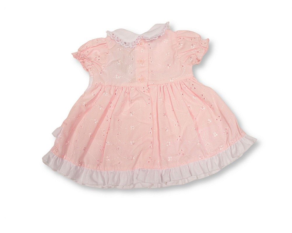Tiered Baby Dress Pink with Smocking and Bows (NB-6m) (PK6) - BIS-2120-6360