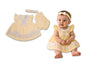 Baby Dress Lemon with Lace and Bows (NB-6m) (PK6) - BIS-2120-6361