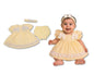 Baby Dress Lemon with Lace and Bows (NB-6m) (PK6) - BIS-2120-6362