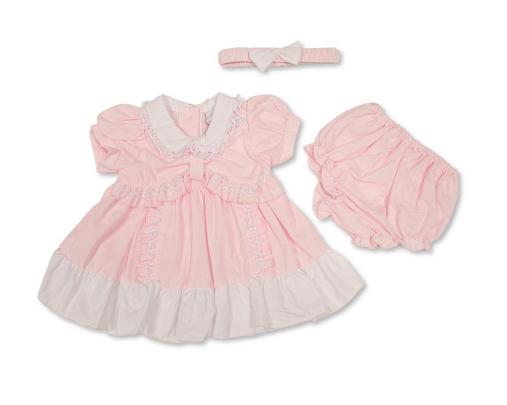 Baby Dress Pink with Ruffles and Lace Collar (6-24m) (PK6) - BIS-2120-6367