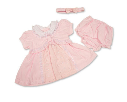 Baby Dress Pink with Ruffles and Lace Collar (6-24m) (PK6) - BIS-2120-6369
