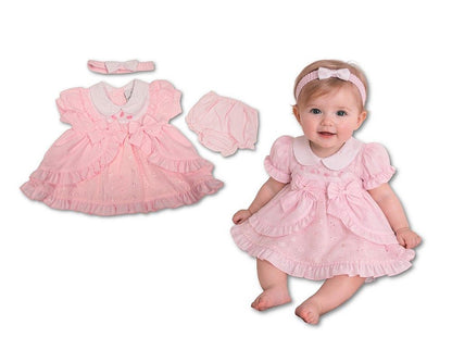 Baby Dress Pink with Ruffles and Bows (6-24m) (PK6) - BIS-2120-6370