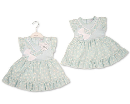 Baby Girls Woven Printed Dress with Bow (NB-9m) (PK6) - BIS-2120-6380
