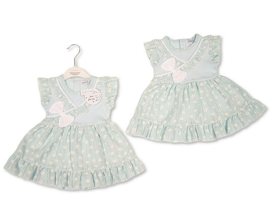 Baby Girls Woven Printed Dress with Bow (NB-9m) (PK6) - BIS-2120-6380