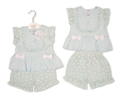 Baby Girls Woven Blouse and Shorts Set with Bows (NB-9m) (PK6) - BIS-2120-6381