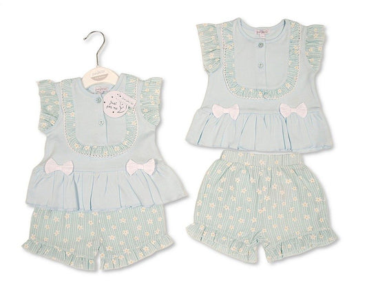 Baby Girls Woven Blouse and Shorts Set with Bows (NB-9m) (PK6) - BIS-2120-6381
