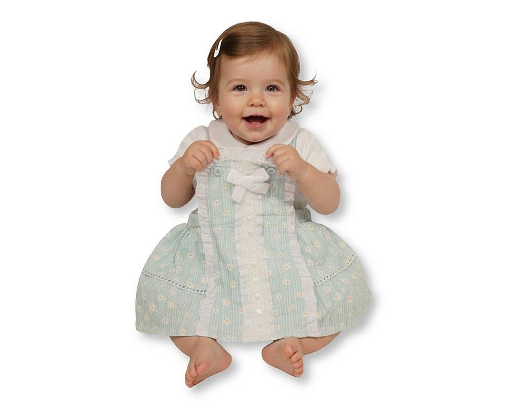 Baby Girls Woven Spanish Style Dungaree Set (NB-9m) (PK6) - BIS-2120-6383