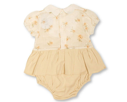 Baby Girls Dress Romper with Chiffon Pleat and Flower Print (NB-9m) (PK6) - BIS-2120-6385