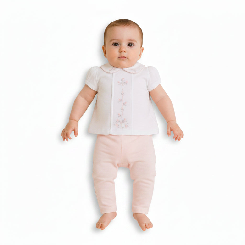 Baby Girls 2 pcs Legging Set with Floral Embroidery (NB-9m) (PK6) - BIS-2120-6389