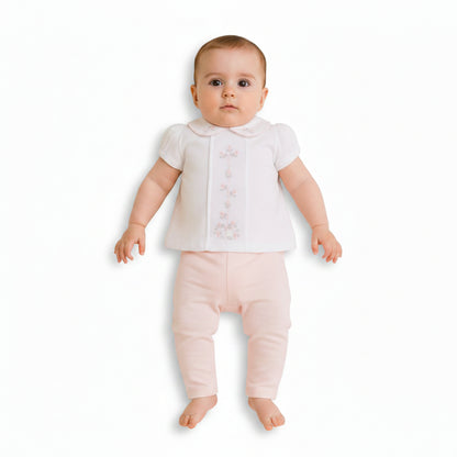 Baby Girls 2 pcs Legging Set with Floral Embroidery (NB-9m) (PK6) - BIS-2120-6389