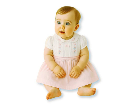 Baby Girls Dress with Floral Embroidery (NB-9m) (PK6) - BIS-2120-6390