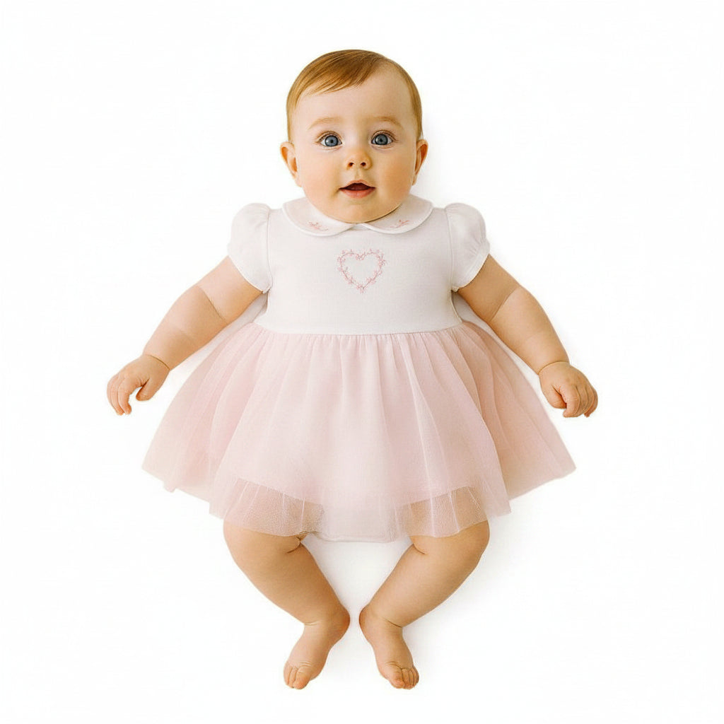 Baby Girls Dress Romper with Floral Embroidery and Lace (NB-9m) (PK6) - BIS-2120-6391