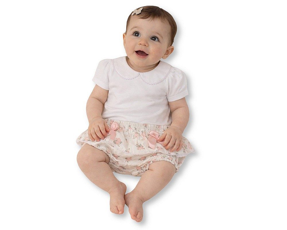 Baby Girls Short 2 pcs Set with Floral Print and Bow (NB-9m) (PK6) - BIS-2120-6401