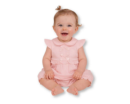 Baby Girls Short Romper with Bows (NB-6m) (PK6) - BIS-2120-6406