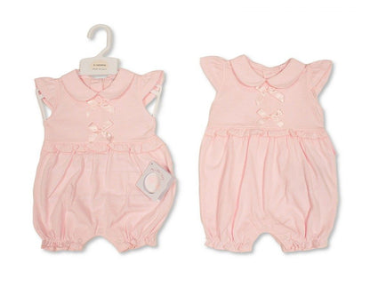 Baby Girls Short Romper with Bows (NB-6m) (PK6) - BIS-2120-6406