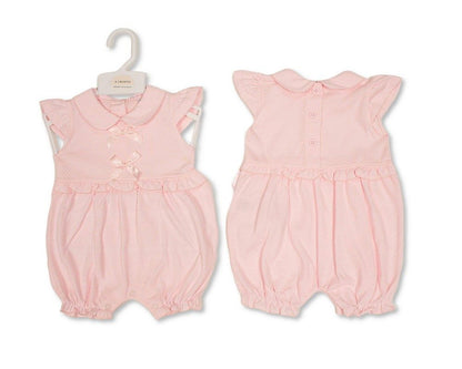 Baby Girls Short Romper with Bows (NB-6m) (PK6) - BIS-2120-6406