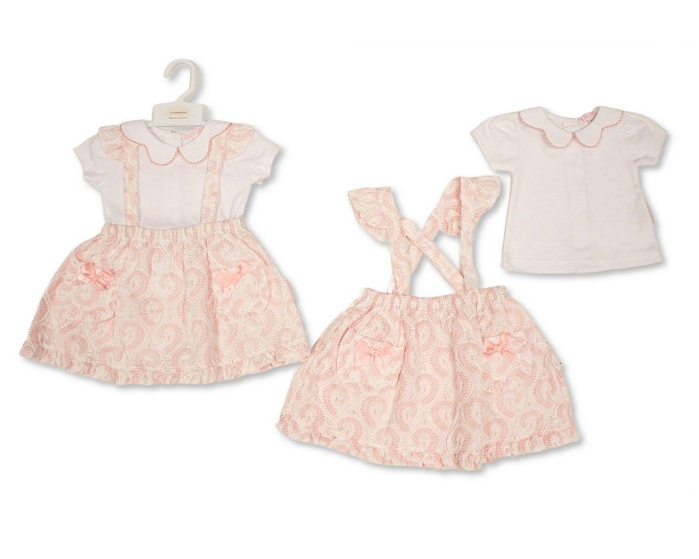 Baby Girls Jacquard 2 pcs Skirt Set with Bows (NB-9m) (PK6) - BIS-2120-6409