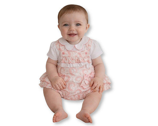 Baby Girls Jacquard 2 Pieces Romper Set with Bows (NB-6m) (PK6) - BIS-2120-6410