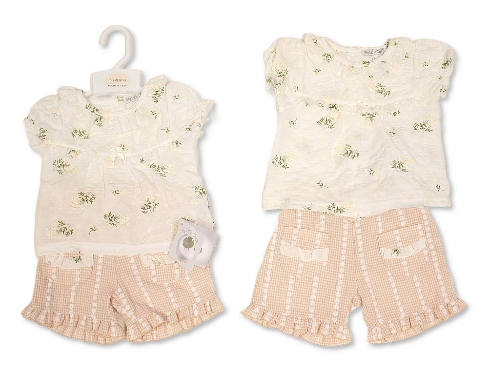 Baby Girls 2 pcs Shorts Set with Pockets and Floral Print (NB-9m) (PK6) - BIS-2120-6412