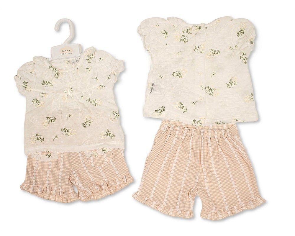 Baby Girls 2 pcs Shorts Set with Pockets and Floral Print (NB-9m) (PK6) - BIS-2120-6412