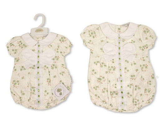 Baby Girls Romper with Floral Print, Lace and Bow (NB-9m) (PK6) - BIS-2120-6416