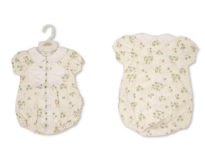 Baby Girls Romper with Floral Print, Lace and Bow (NB-9m) (PK6) - BIS-2120-6416