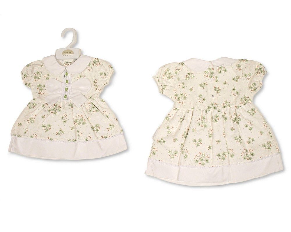 Baby Girls Dress with Floral Print, Lace and Bow (NB-9m) (PK6) - BIS-2120-6417