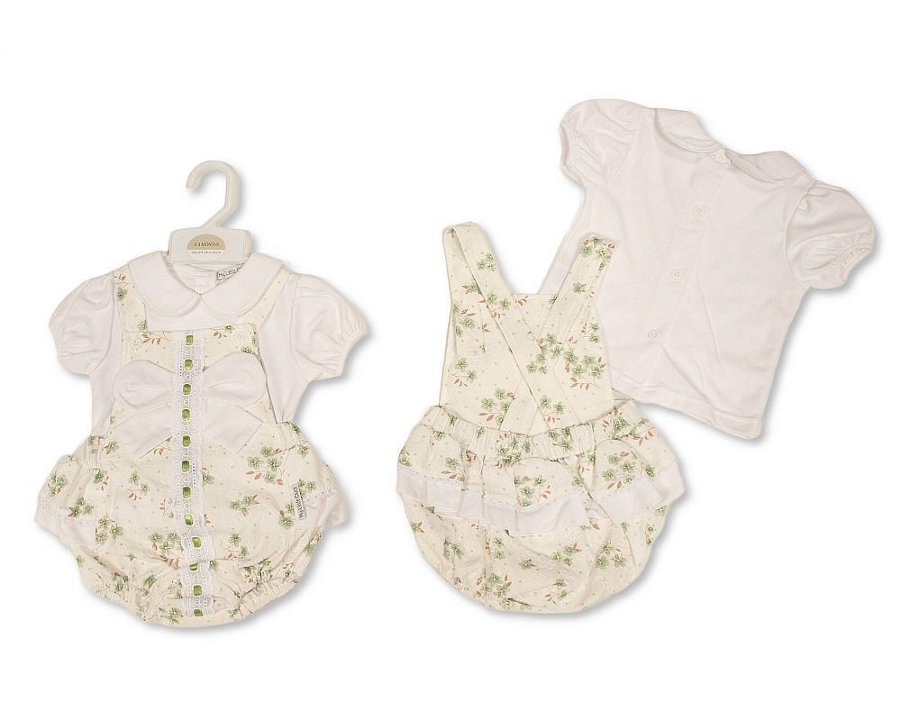 Baby Girls Spanish Romper Set with Floral Print, Lace and Bow (NB-9m) (PK6) - BIS-2120-6418