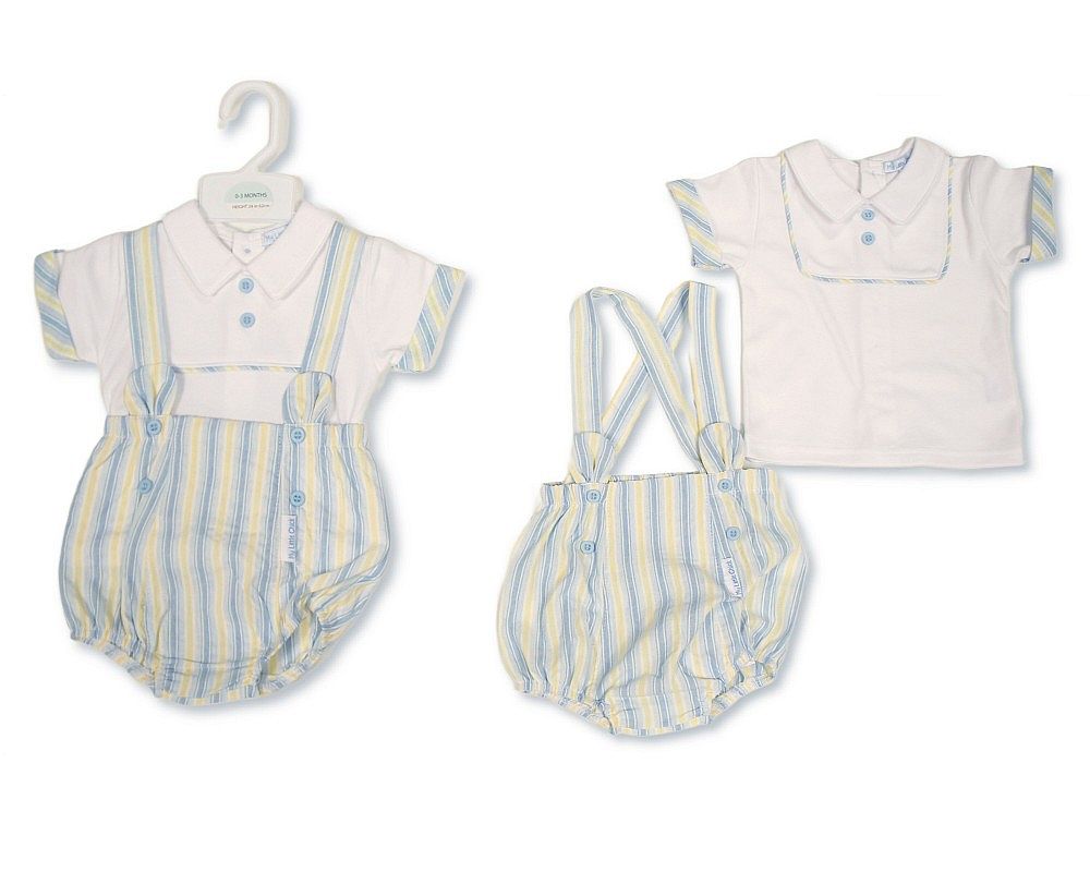 Baby Boys 2 pcs Striped Shorts Set with Suspenders (NB-9m) (PK6) BIS-2120-6433
