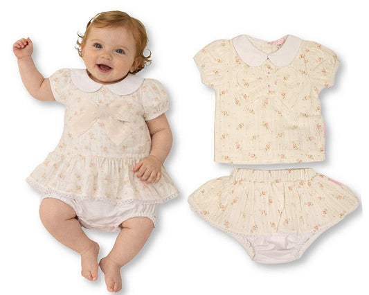 Baby Girls Floral 2 Pieces Set with Bow (NB-9m) (PK6) BIS-2120-6434