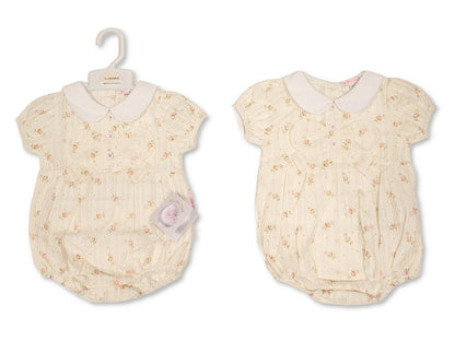 Baby Girls Floral Romper with Bow (NB-9m) (PK6) BIS-2120-6435