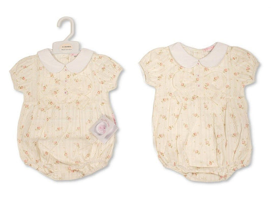 Baby Girls Floral Romper with Bow (NB-9m) (PK6) BIS-2120-6435