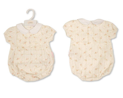 Baby Girls Floral Romper with Bow (NB-9m) (PK6) BIS-2120-6435