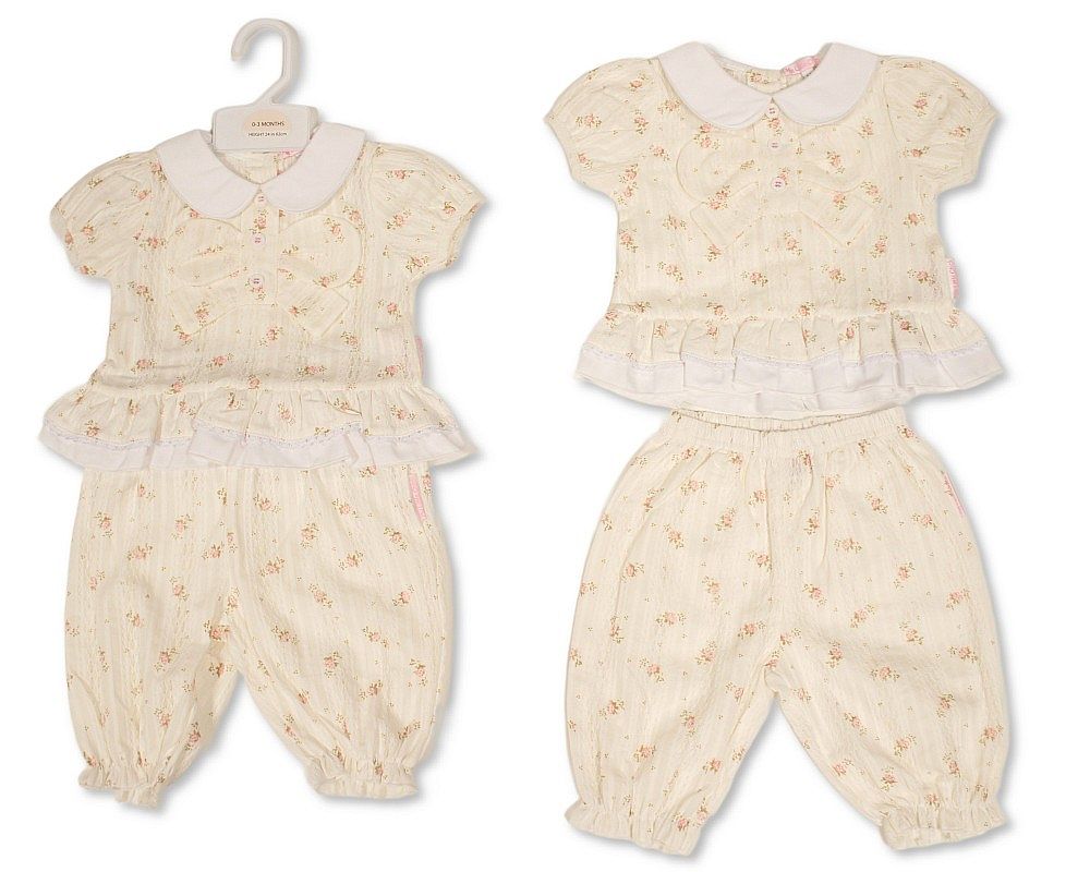 Baby Girls Floral 2 Pieces Set with Bow (NB-9m) (PK6) BIS-2120-6437