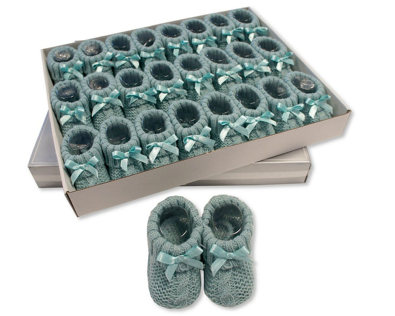 Knitted Baby Booties With Bow- Sage Green(0-3 Months) Bss-116-354SG