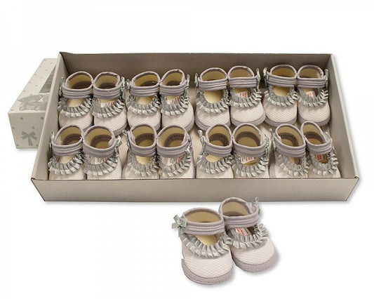 Baby Girls Booties with Ruffles - Grey (0-3m) (PK8) BSS-116-364G