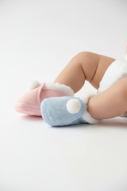 Baby Booties with Fur Trim and Pompoms (0-6m) (PK8) BSS-116-385