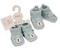 Knitted Baby Booties with Teddy Face Embroidery and Ears - Sky (0-3m) (PK6) BSS-116-836