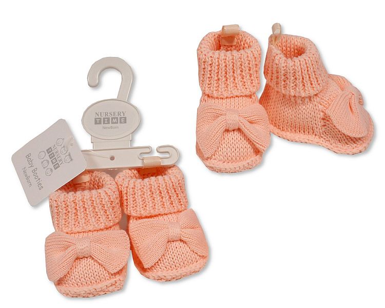 Knitted Baby Booties with Bow (0-3m) (PK6) BSS-116-840